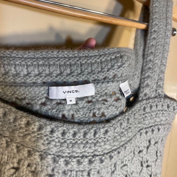 Cashmere Crochet Knit Tank midi Top Grey - Picture 8 of 11